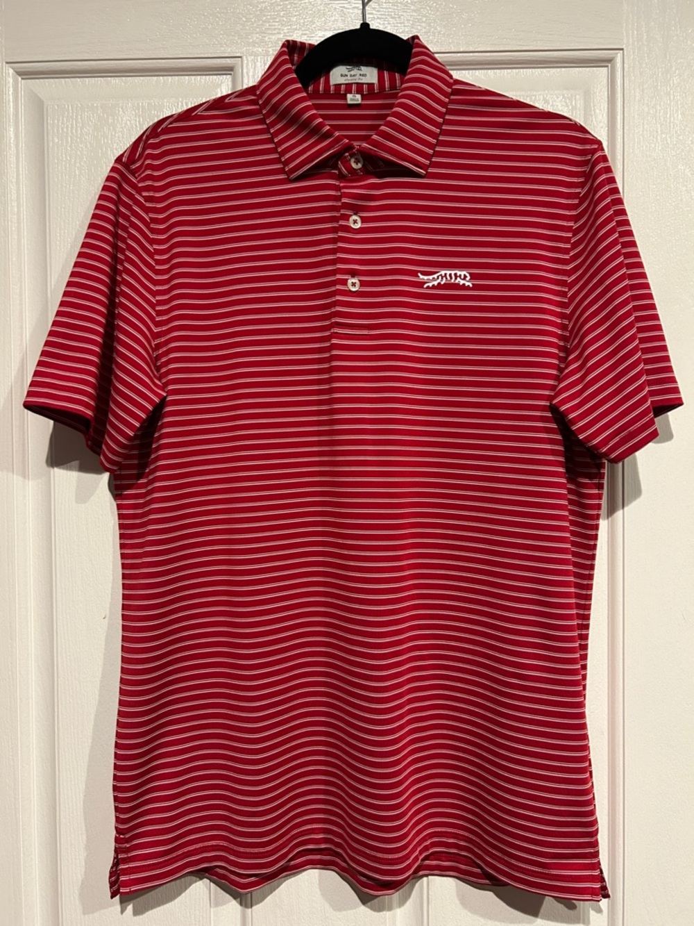 Sun Day Red Red/White Striped Performance Polo